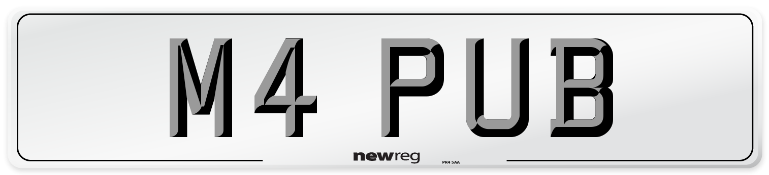 M4 PUB Number Plate from New Reg